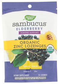 NATURES WAY: Sambucus Honey Lemon Zinc Lozenges, 24 ea