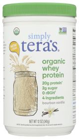 TERA'S WHEY: Grass Fed Organic Whey Protein Bourbon Vanilla, 12 oz