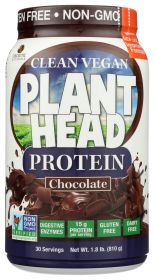 GENCEUTIC NATURALS: Plant Head Protein Powder Chocolate, 1.8 lbs