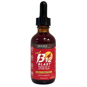 BRICKER LABS: B12 Blast Vitamin B12 and Folic Acid Sublingual Liquid Vitamin B12 Energy Vitamins, 2 oz