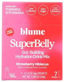 BLUME: Superbelly Strawberry Hibiscus Hydration Powder 7pc, 0.99 oz