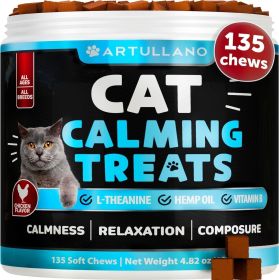 Hemp Cat Calming Treats for Stress & Anxiety Relief Cat Kittens Melatonin Made in USA Storm Anxiety Сomposure Grooming Separation Travel Care Calming