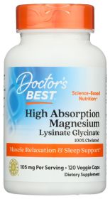 DOCTORS BEST: High Absorption Magnesium 105 mg, 120 vc
