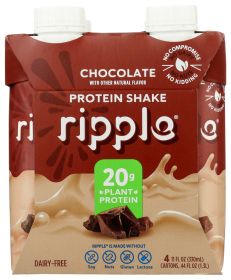 RIPPLE: Plant Protein RTD 4Pk Chocolate, 44 fo