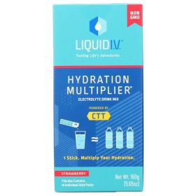 LIQUID IV: Hydration Multiplier Strawberry Electrolyte Drink Mix 10 Count Sticks, 5.65 oz