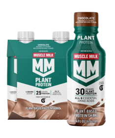 MUSCLE MILK: Plant Protein Shake Caramel Vanilla 4Pk, 44 fo