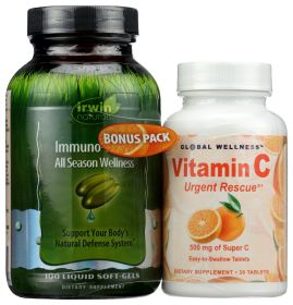 IRWIN NATURALS: Global Wellness Immuno Shield With Elderberry Plus Vitamin C Bonus Pack, 60 sg