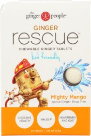 GINGER PEOPLE: Ginger Rescue Chewable Ginger Tablets Mighty Mango, 24 tb